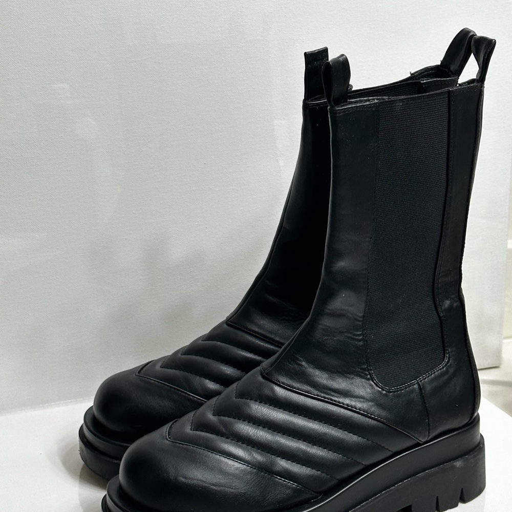 Raid Black Faux Leather Combat & Moto Boots